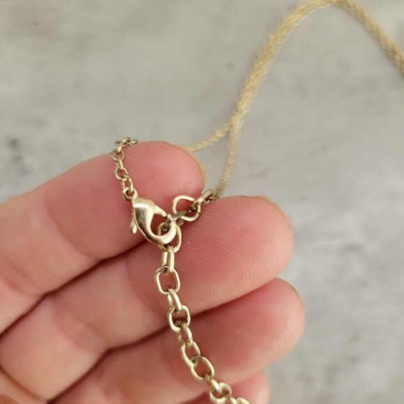 Gold Tone Necklace Faceted Rose Quartz Pendant Crystal Beads Layered Chain 18in - Picture 3 of 10